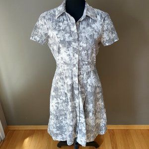 Club Monaco Black White Summer Abstract Printed Button Down Shirt